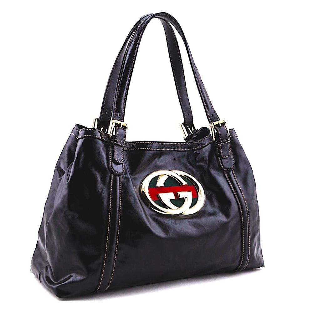 Gucci Britt Patent Leather Hobo, Shoulder/Tote Bag